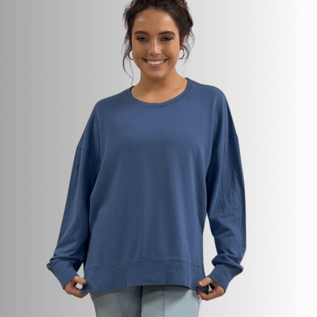 Tessa Lightweight French Terry Sweatshirt - Black, Made in USA