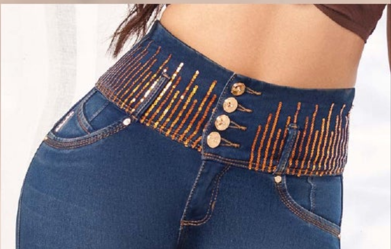 Julieth 100% Authentic Colombian Push Up Jeans copper-toned sequins - RFE Marketing Ventures