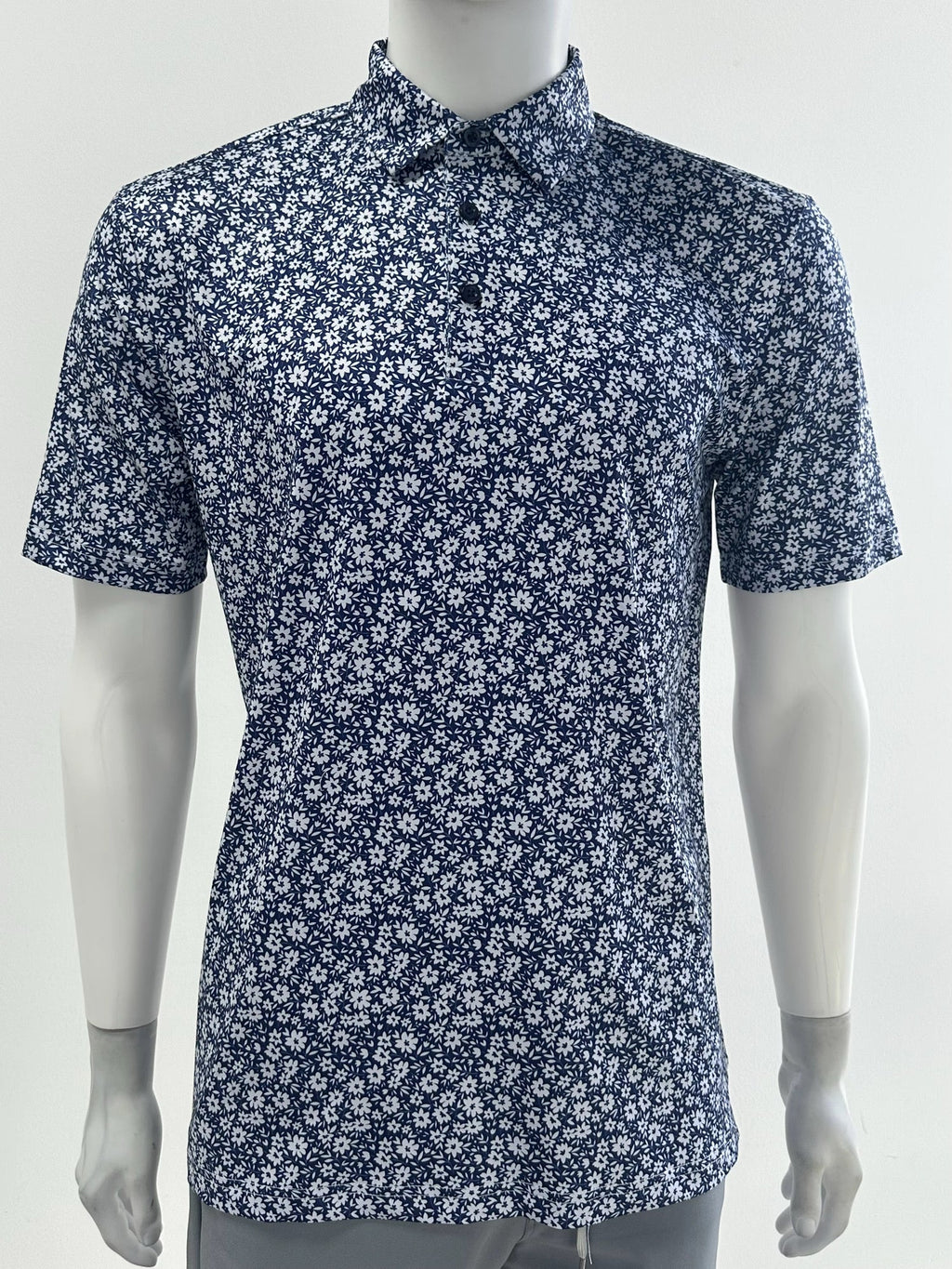 Navy Floral Performance Polo - Stylish, Comfortable, and Functional Activewear