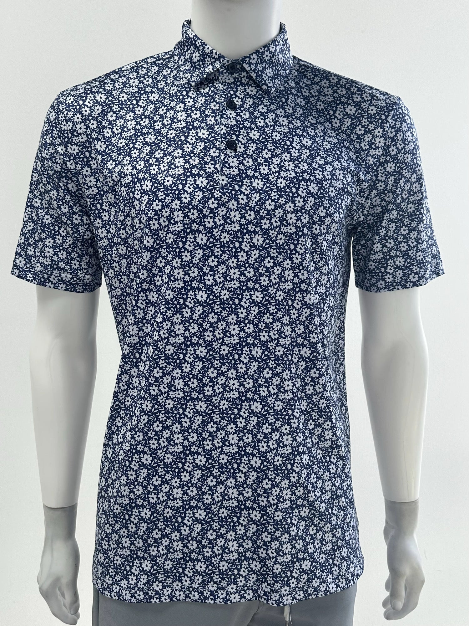 Navy Floral Performance Polo - Stylish, Comfortable, and Functional Activewear