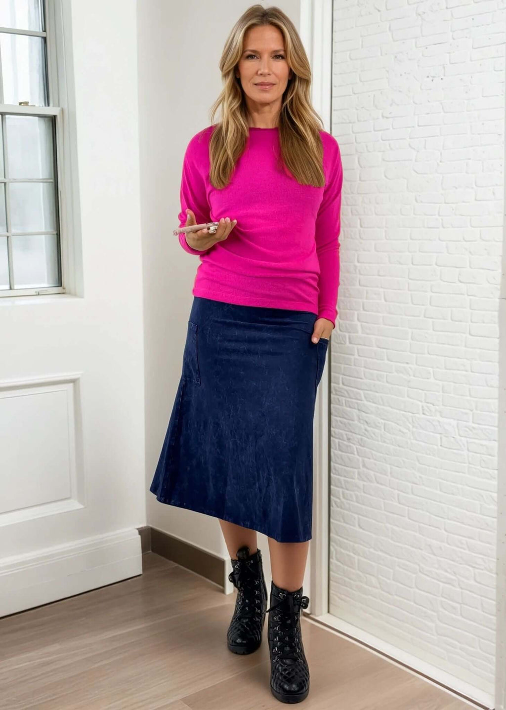 Alyssa Versatile Pink Denim Skirt - Perfect for Every Occasion