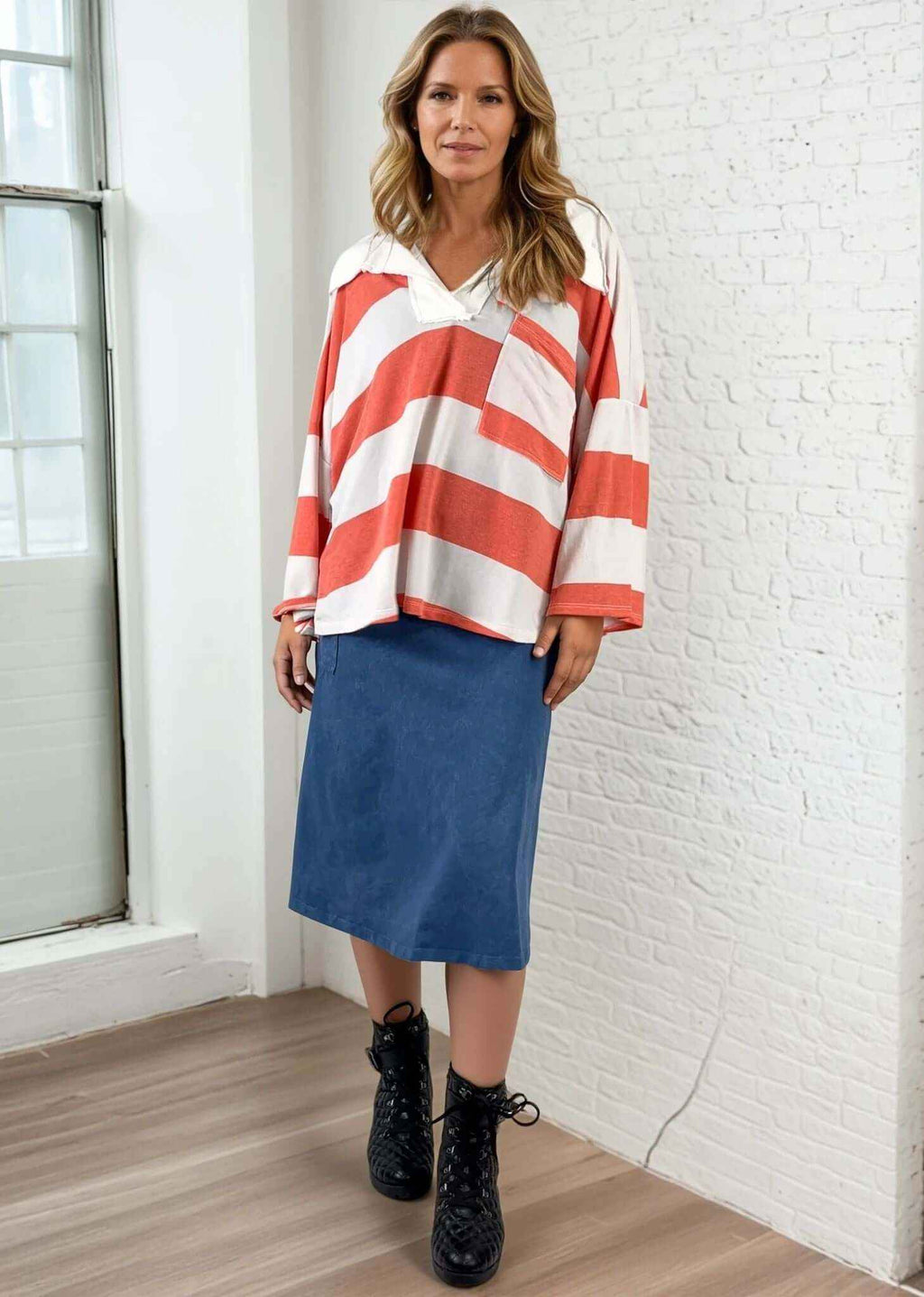 Alyssa Cotton Skirt Dark Grey-Blue Denim - Stylish and Versatile Fashion Essential