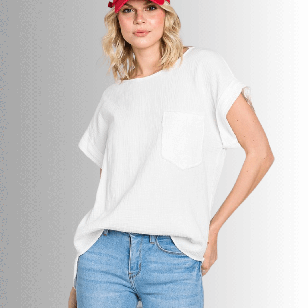 Julie Cotton Double Gauze Top Made in USA - Stylish Comfort for Every Occasion