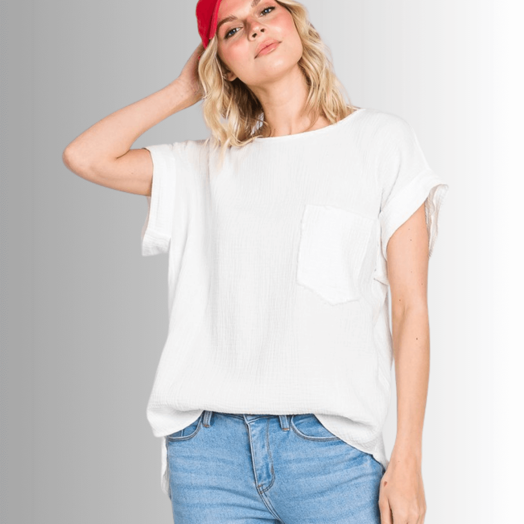 Julie Cotton Double Gauze Top Made in USA - Stylish Comfort for Every Occasion