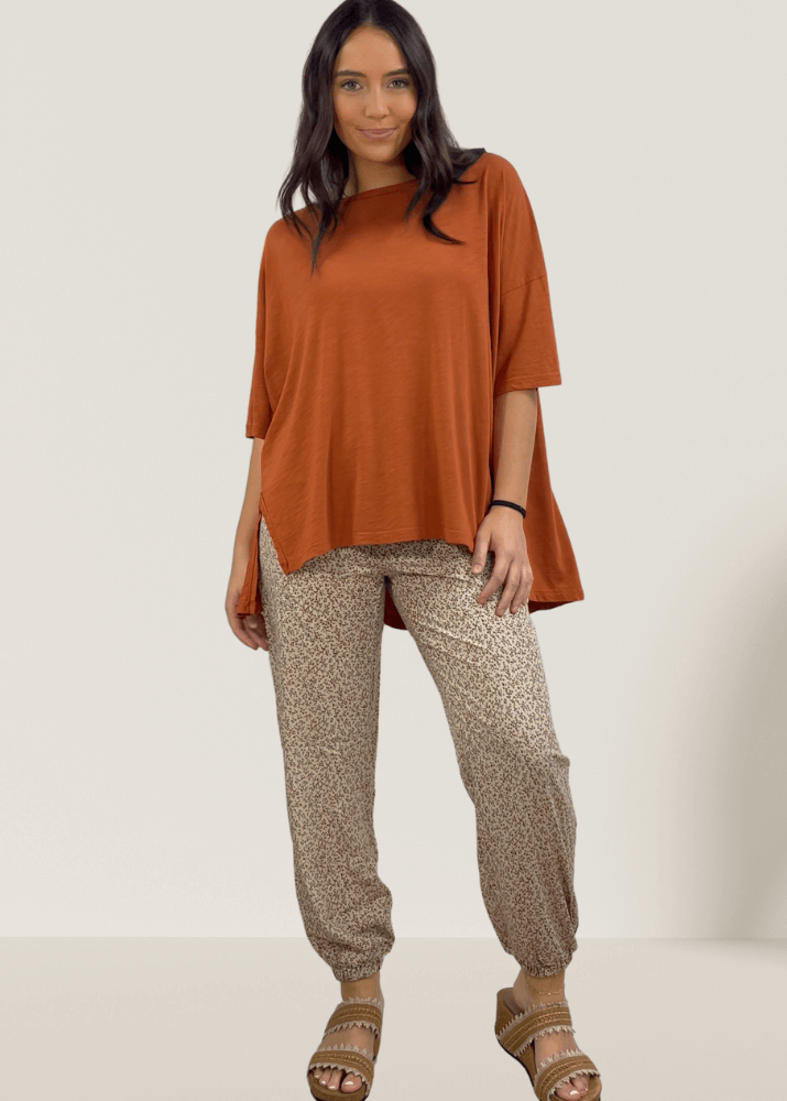 Aubree Cotton Slub Top in Gingerbread - Garment Dyed Comfort