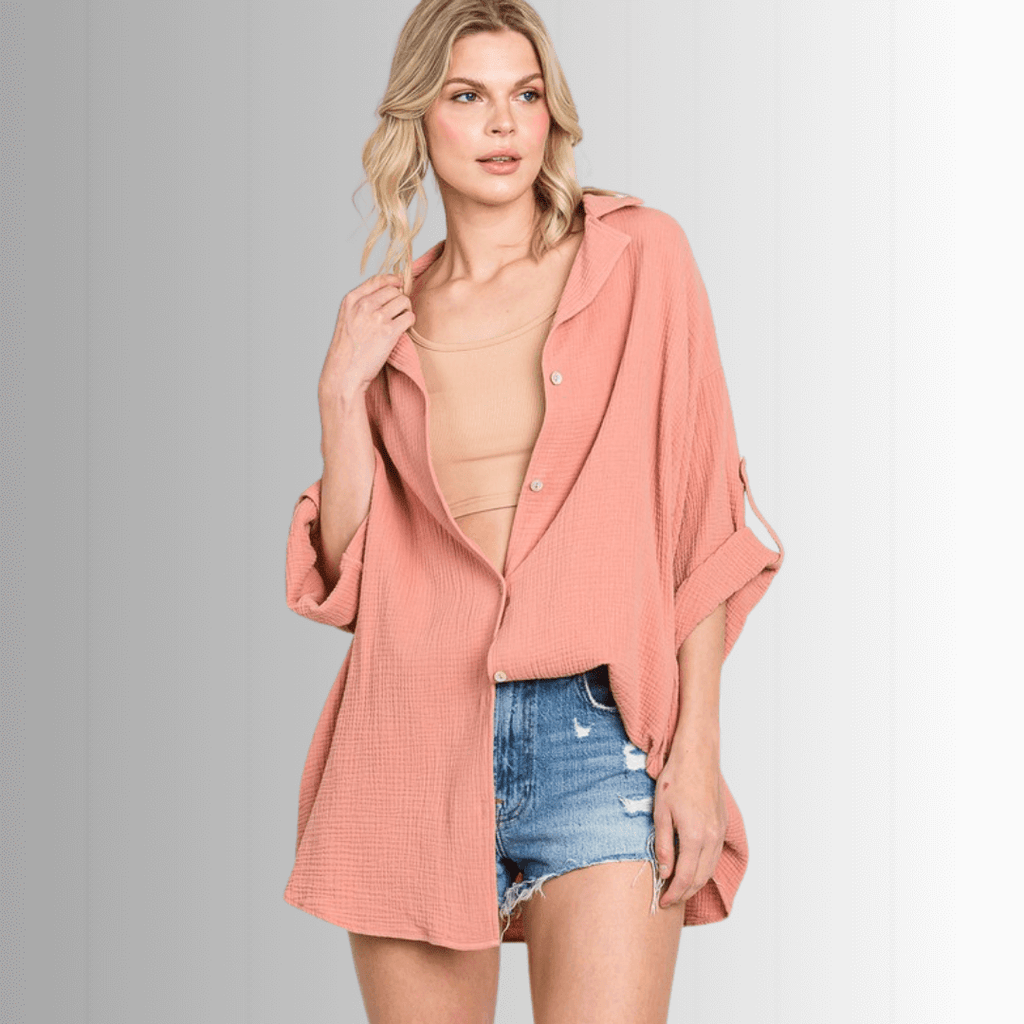 Rachel Cotton Gauze Button Down Top for Effortless Style