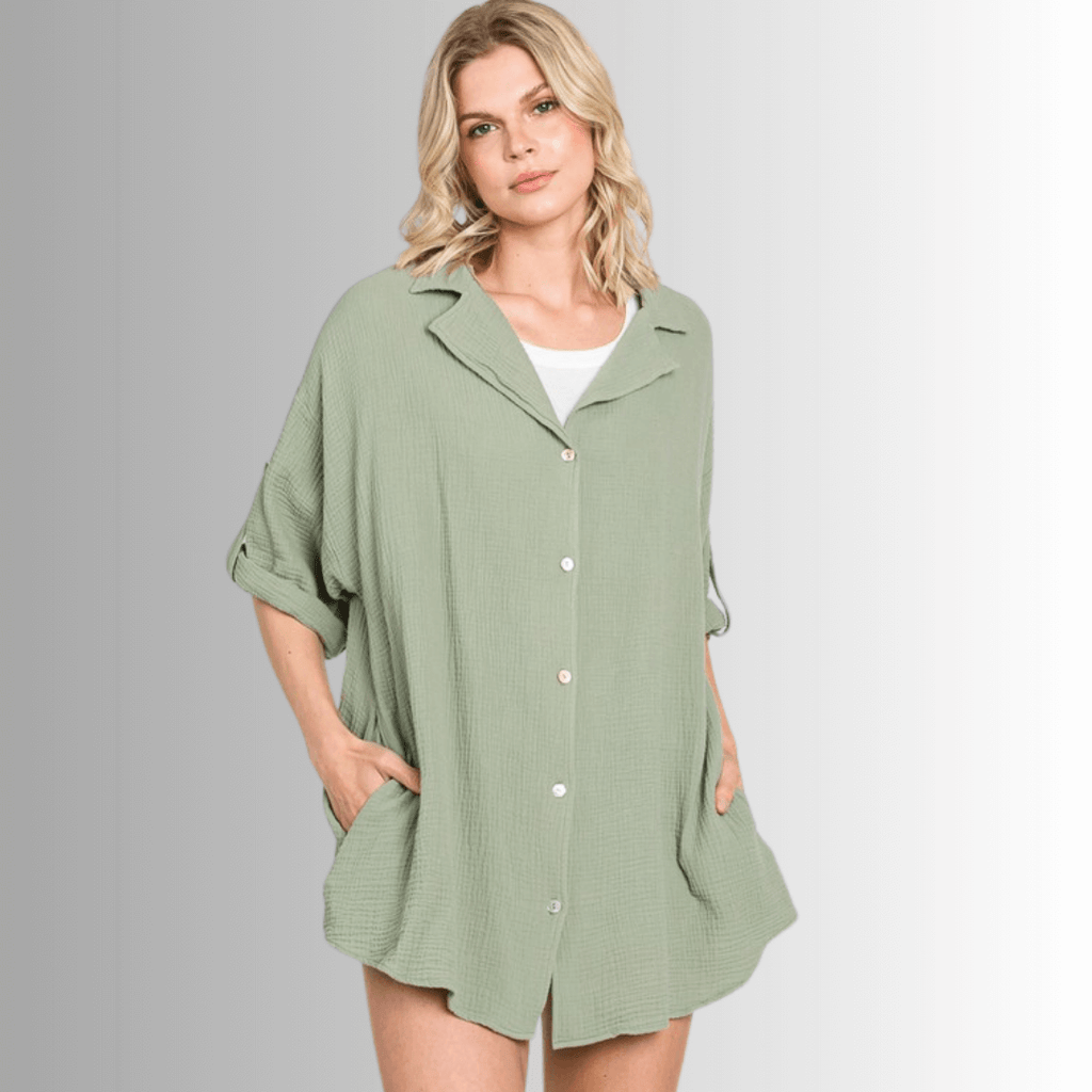 Rachel Cotton Gauze Button Down Top for Effortless Style