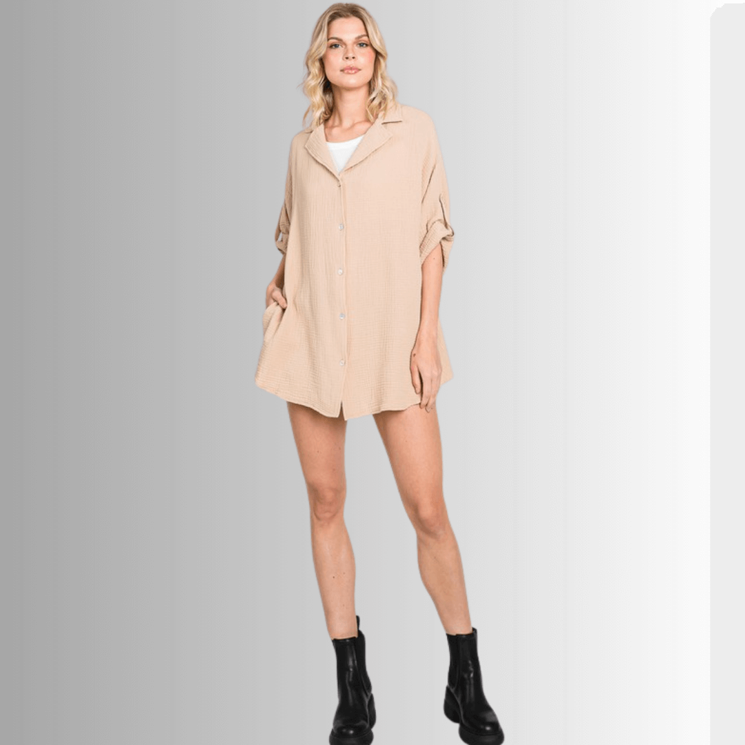 Rachel Cotton Gauze Button Down Top for Effortless Style