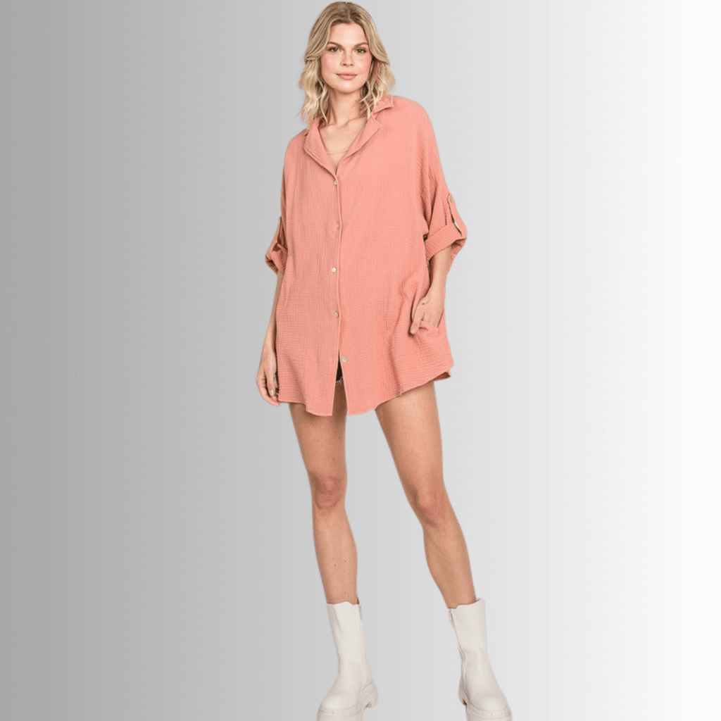 Rachel Cotton Gauze Button Down Top for Effortless Style