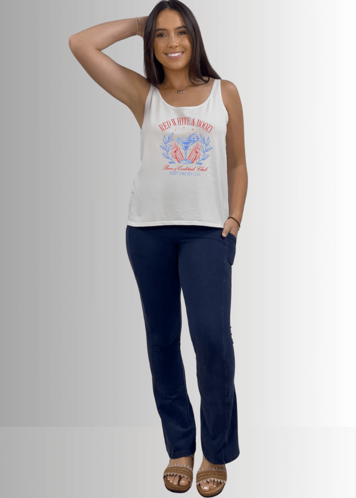 Red White Boozy Graphic Cotton Premium Tank - RFE Marketing Ventures