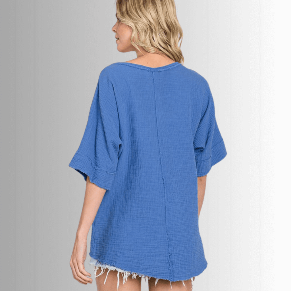 Ryleigh Double Gauze Top - Stylish V-Neck Design for Ultimate Comfort