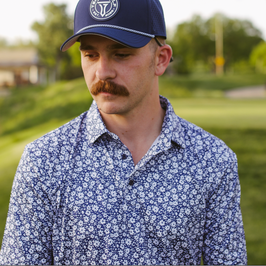 Navy Floral Performance Polo - Stylish, Comfortable, and Functional Activewear