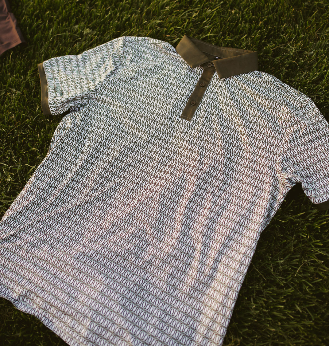 Sage Green Mosaic Performance Polo for Ultimate Comfort and Style