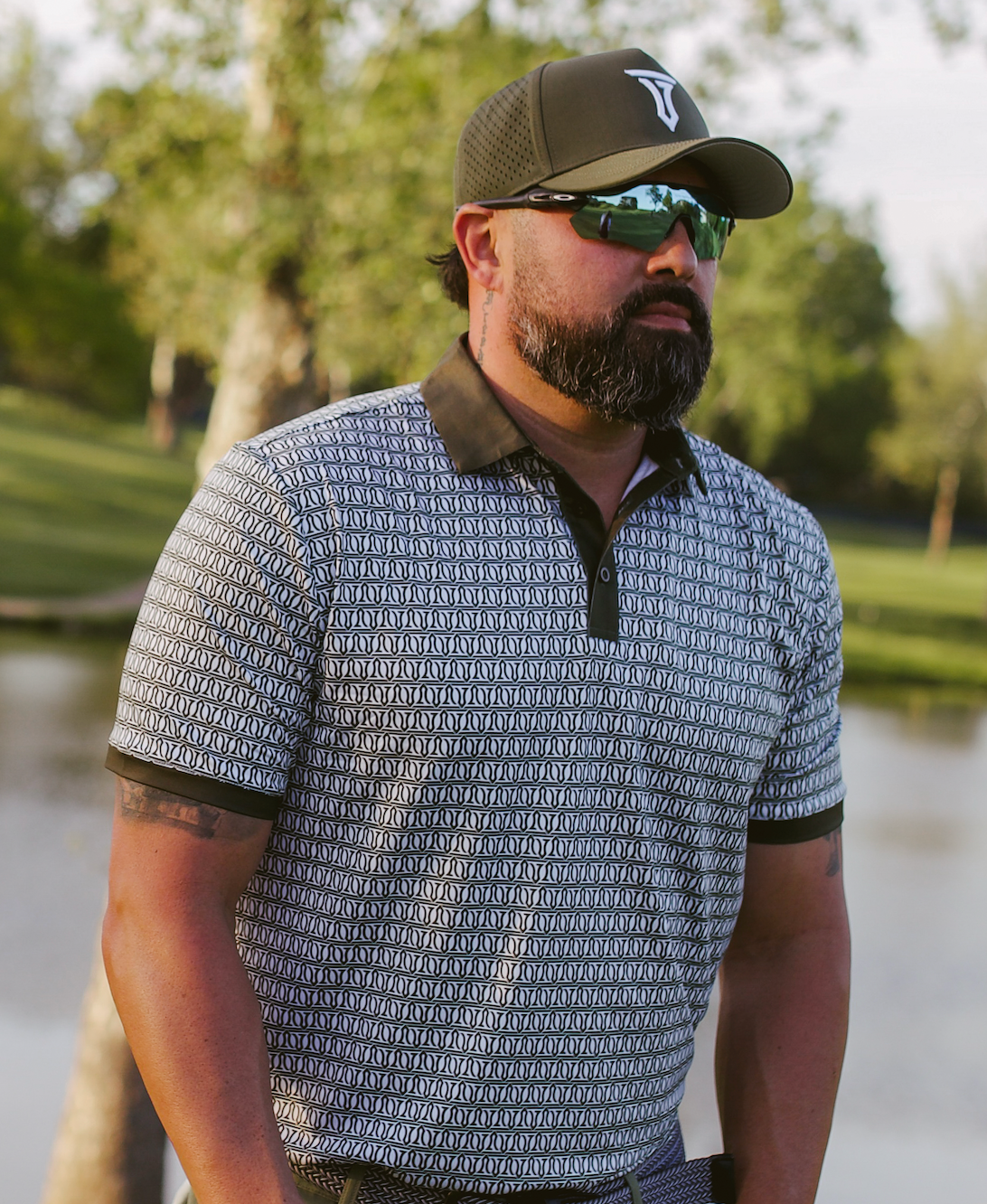 Sage Green Mosaic Performance Polo for Ultimate Comfort and Style