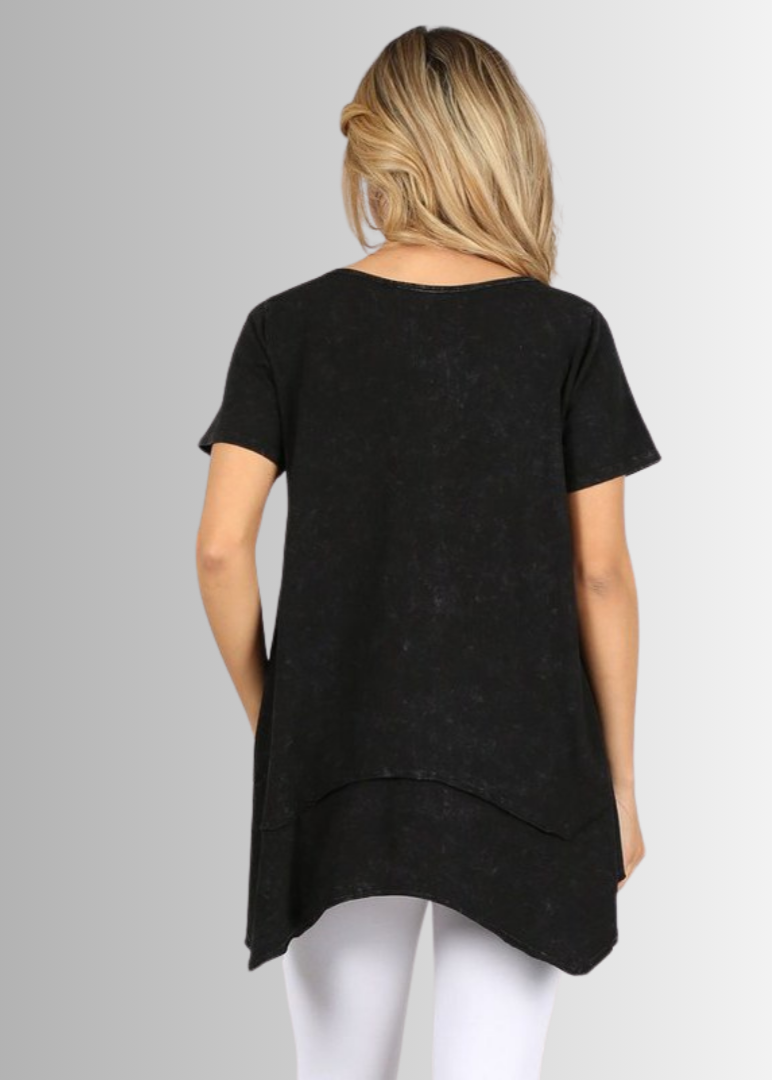 Shark Bite Hem Tee for Effortless Casual Style in Cotton