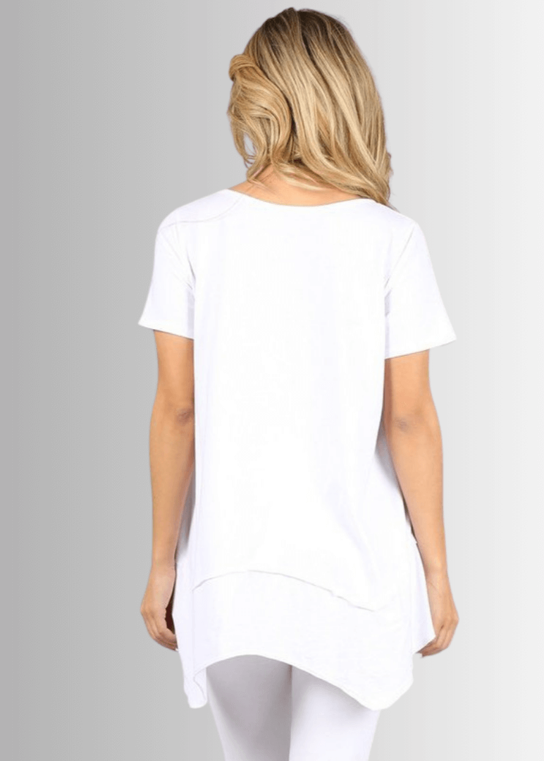 Shark Bite Hem Tee for Effortless Casual Style in Cotton