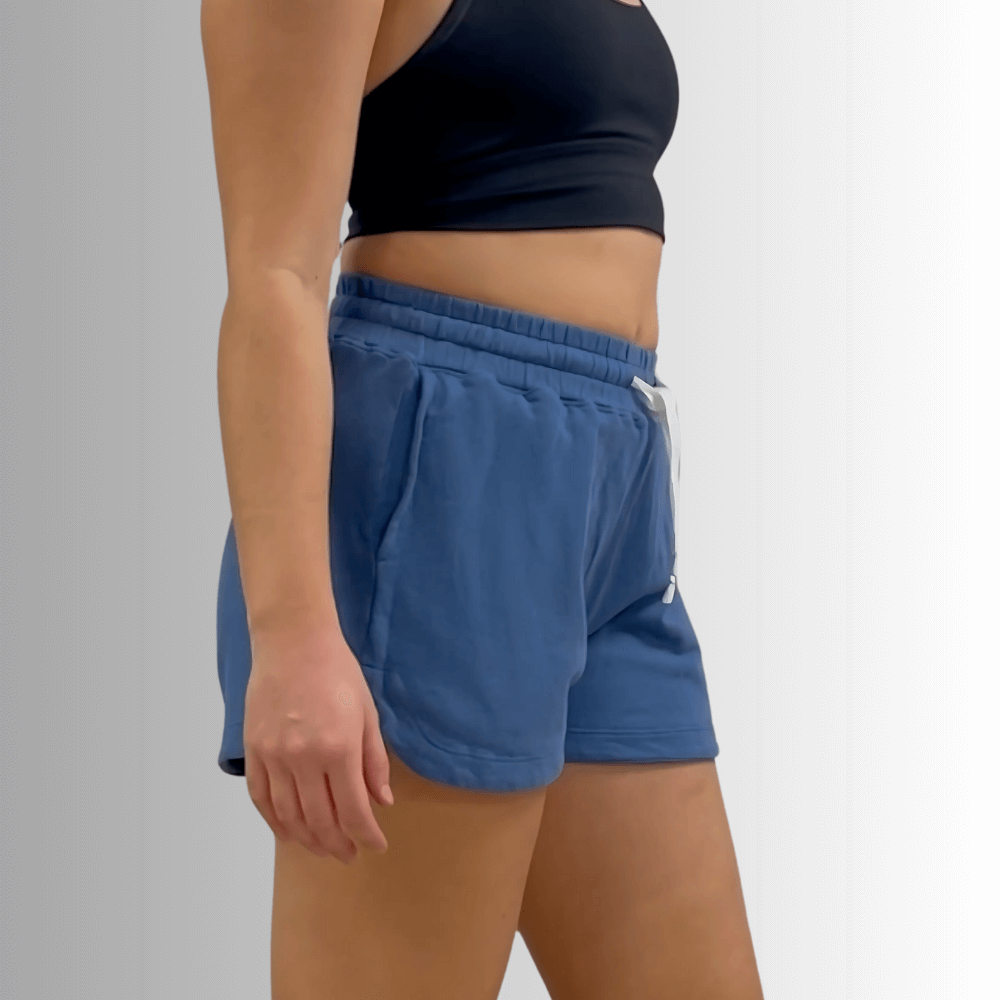 Annie All Cotton French Terry Shorts in Denim Blue - Stylish Comfort