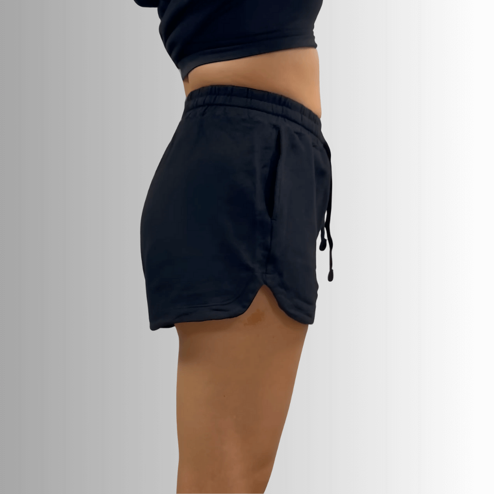 Annie All Cotton French Terry Shorts in Denim Blue - Stylish Comfort