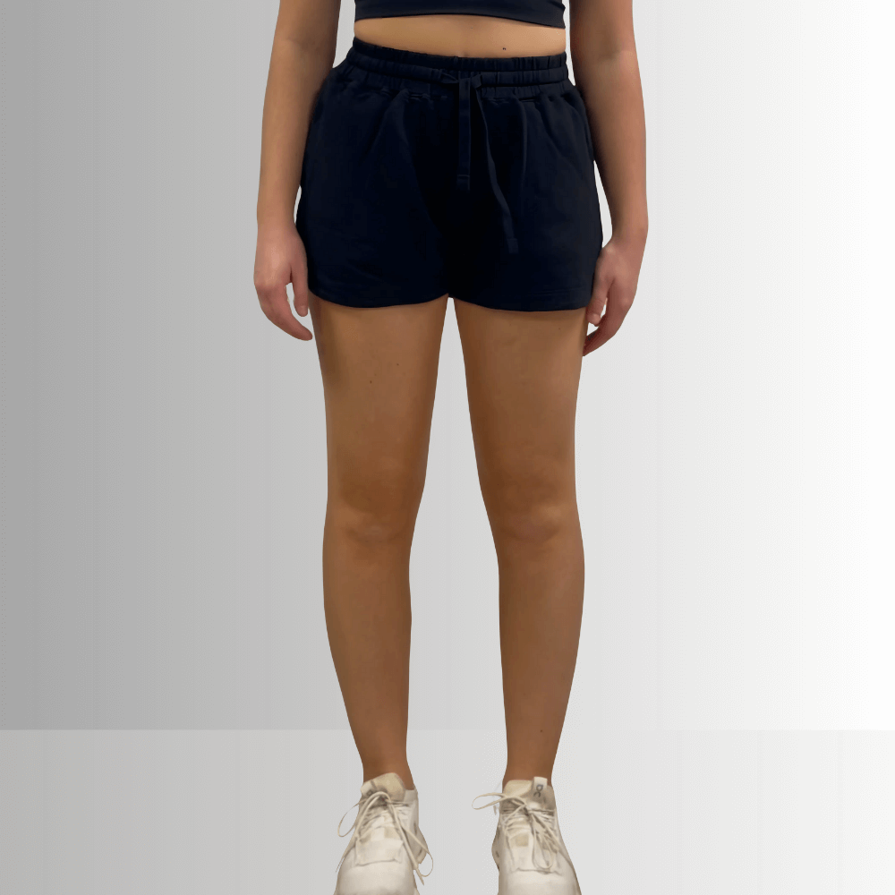 Annie All Cotton French Terry Shorts in Denim Blue - Stylish Comfort