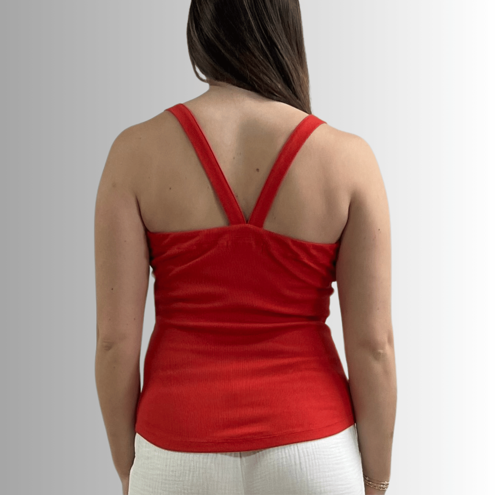 Harmony Premium Crimson Red Cotton Tank Top - Ribbed Design