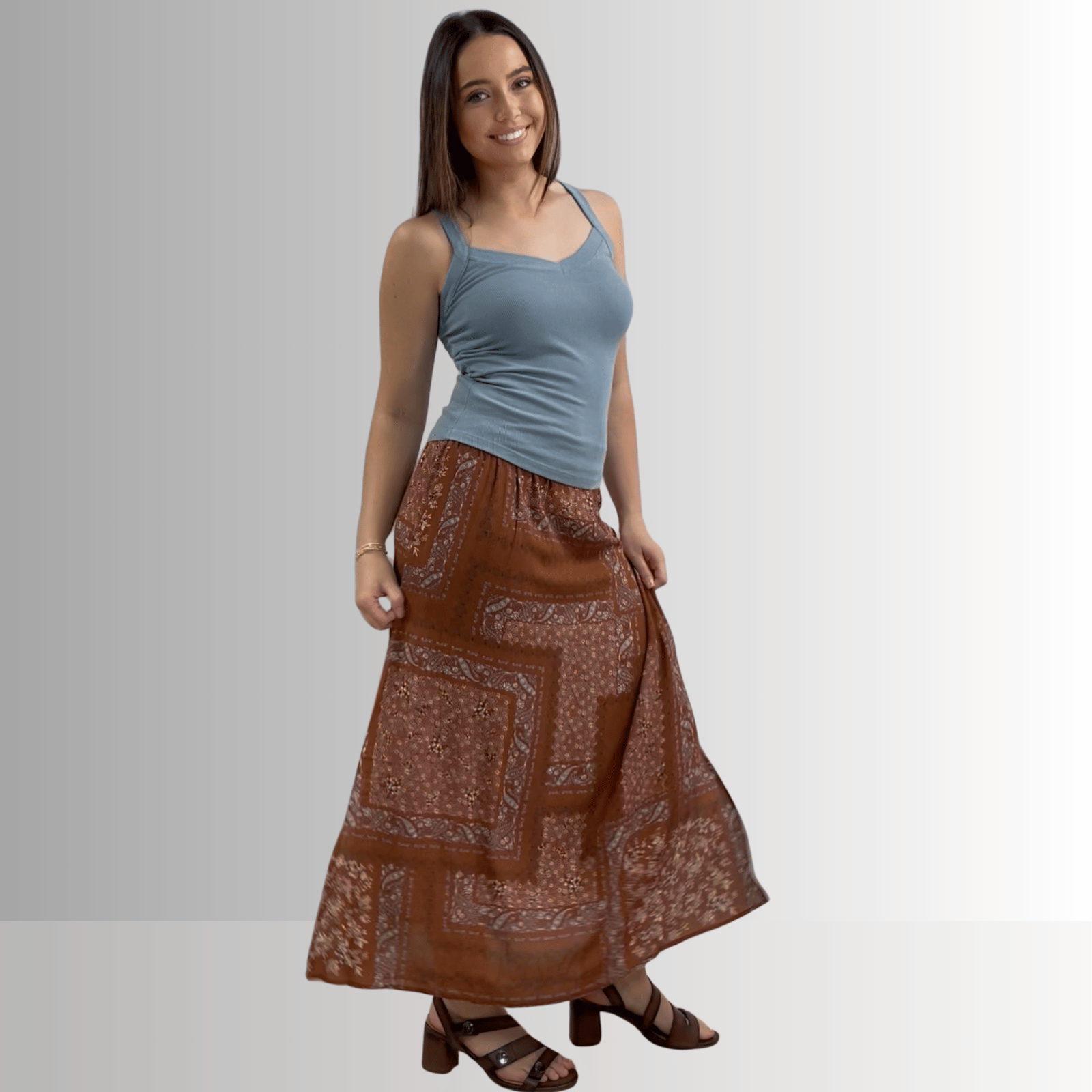 Harmony Premium Cotton Blue Sea Ribbed Tank Top