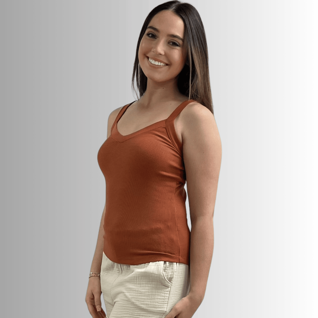 Harmony Cotton Ribbed Tank Top in Gingerbread - Premium Comfort and Style