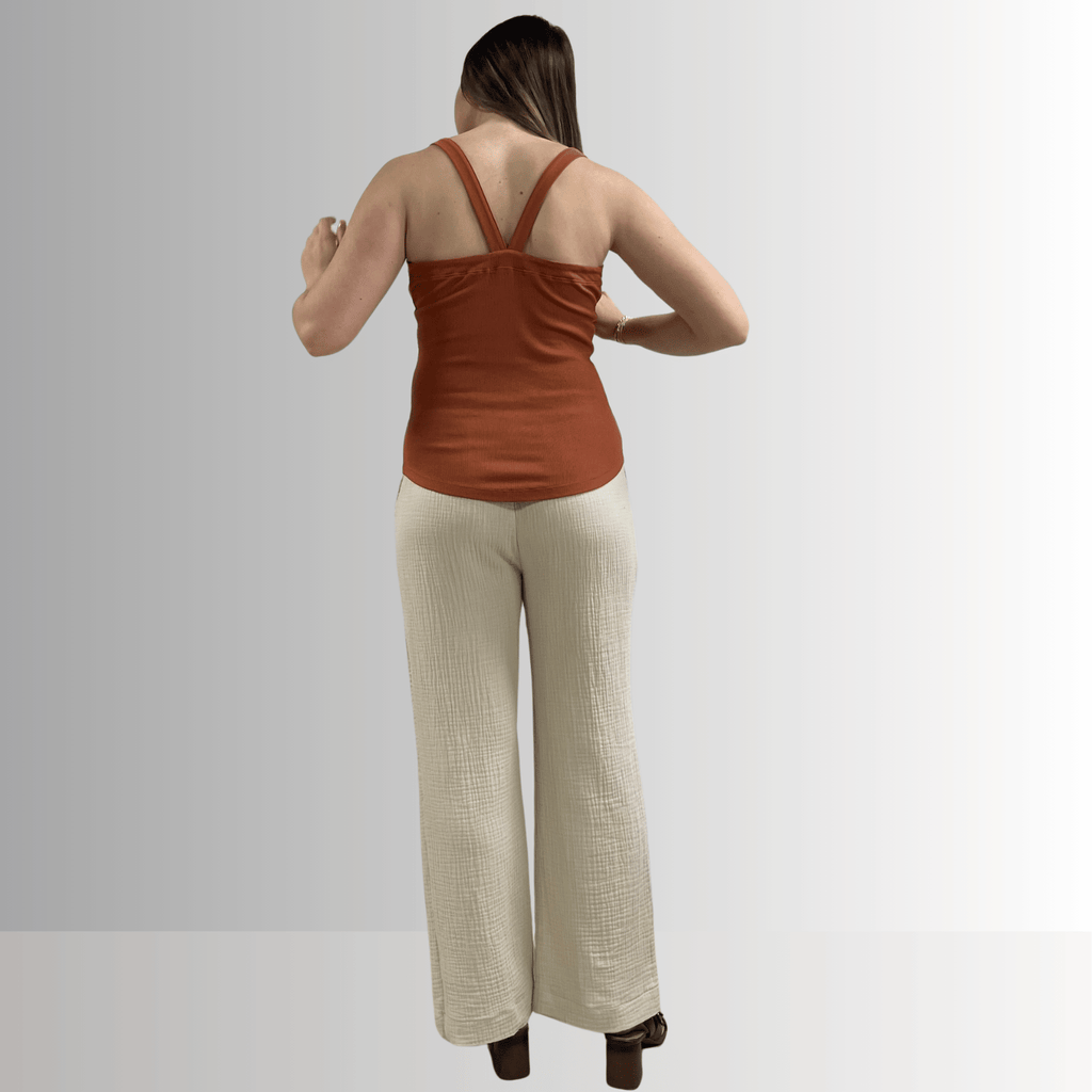 Harmony Cotton Ribbed Tank Top in Gingerbread - Premium Comfort and Style