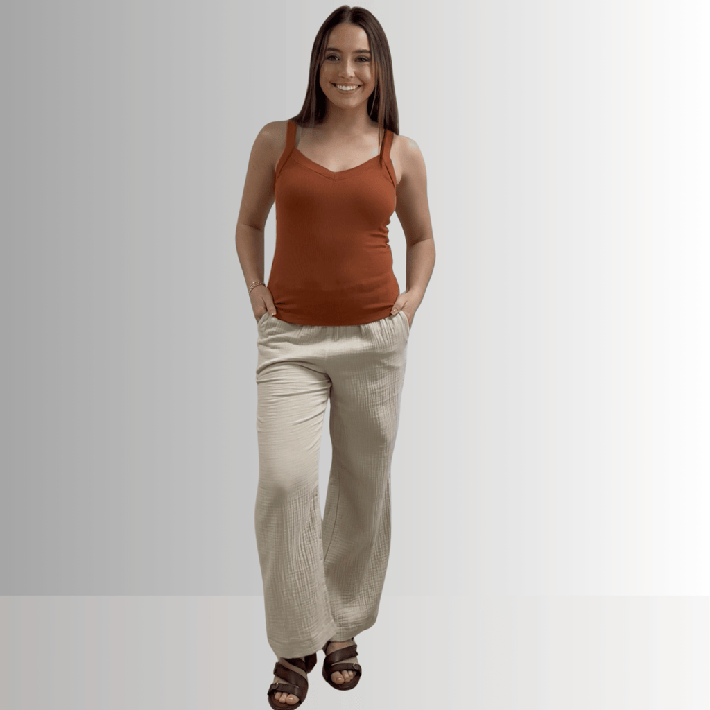 Harmony Cotton Ribbed Tank Top in Gingerbread - Premium Comfort and Style