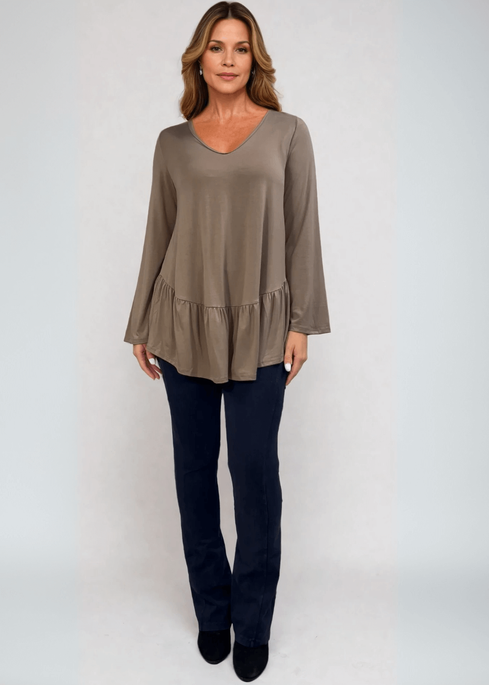 Ally Grab and Go Tunic with Flounce Ruffle Hem - Effortless Style and Comfort
