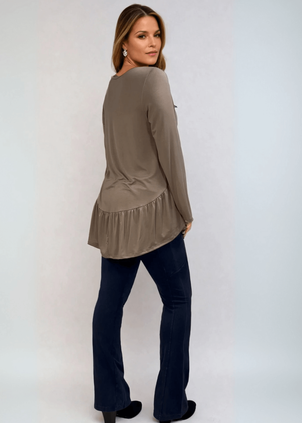 Ally Grab and Go Tunic with Flounce Ruffle Hem - Effortless Style and Comfort