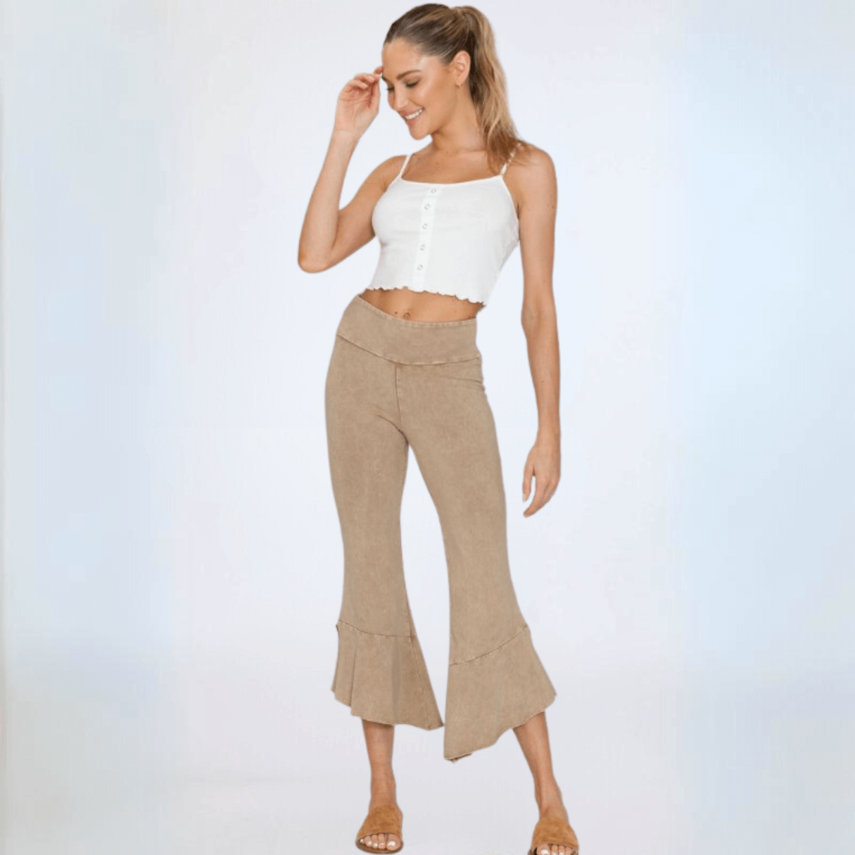 Tulip Hem Capri Pants - Stylish Cotton Capri Pants Made in USA