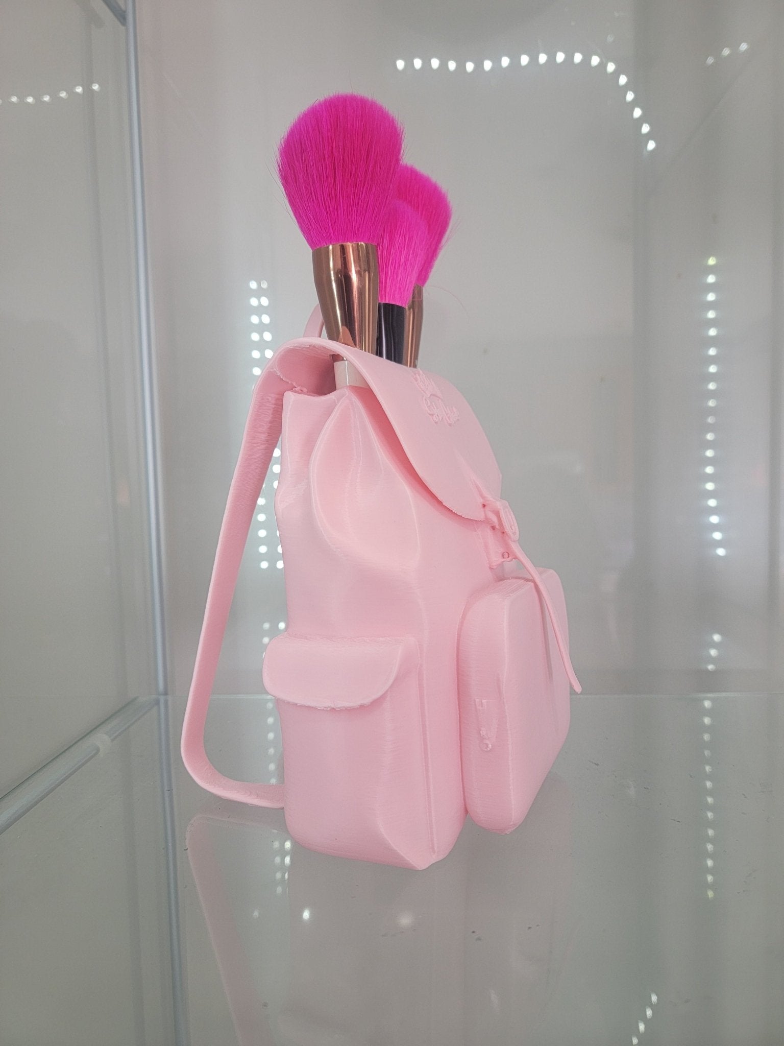 Adorable Pink Backpack Makeup Brush Holder - Stylish Organizer for Glam Lovers - RFE Marketing Ventures