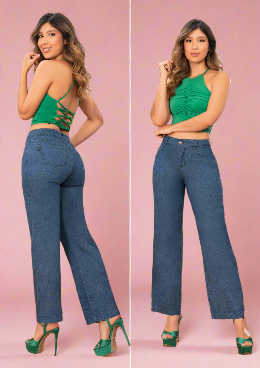 W-329 100% Authentic Colombian Push Up CHAMBRAY (Tummy Control, High Waist, Wide Leg) - RFE Marketing Ventures