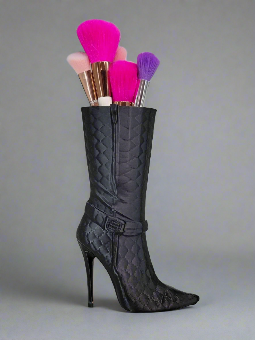 Chic High-Heel Boot Brush Holder – Stylish Organizer for Makeup Brushes or Floral Arrangements - RFE Marketing Ventures