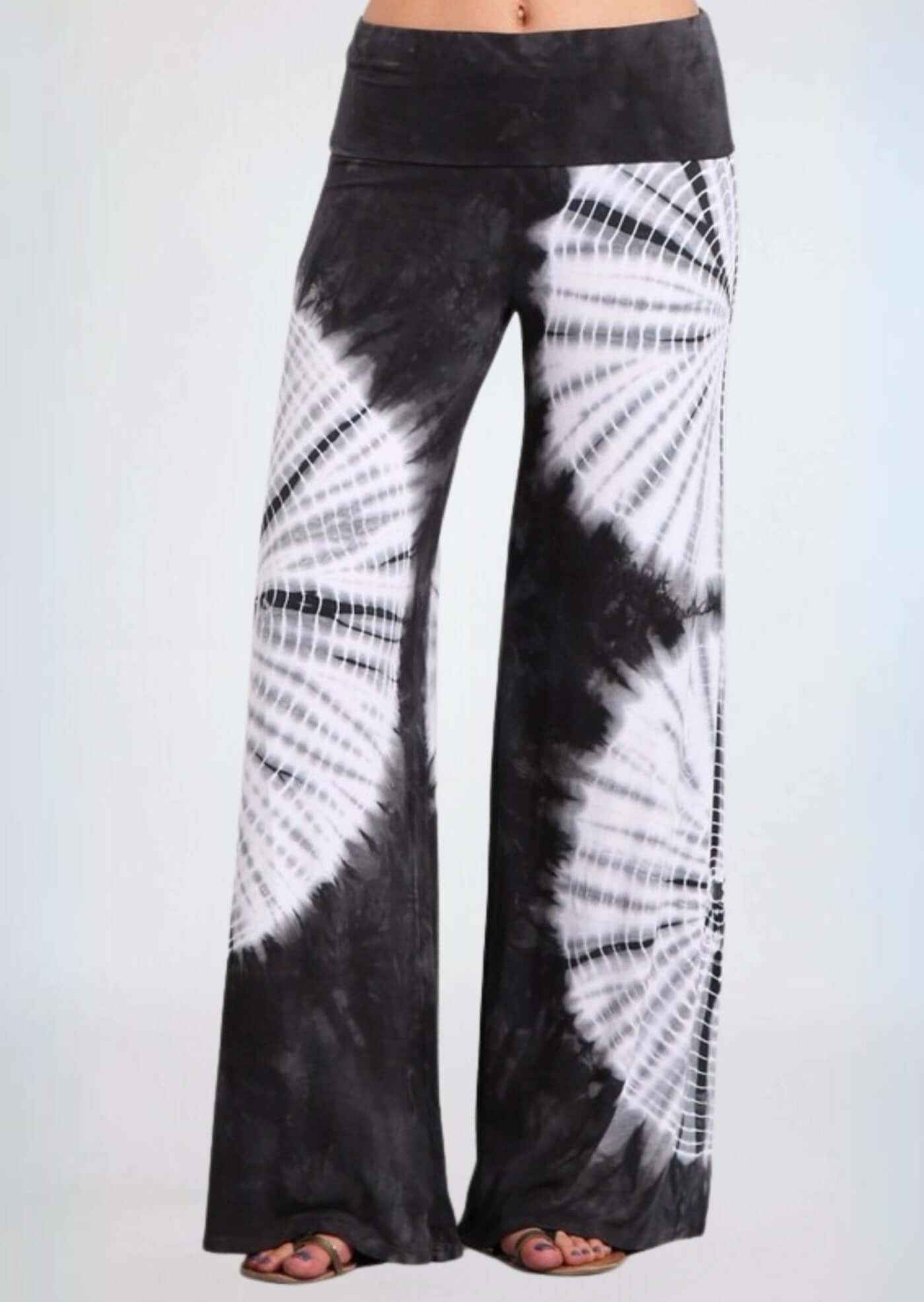 Groovy Grey Tie Dye Palazzo Pants - Stylish & Made in USA