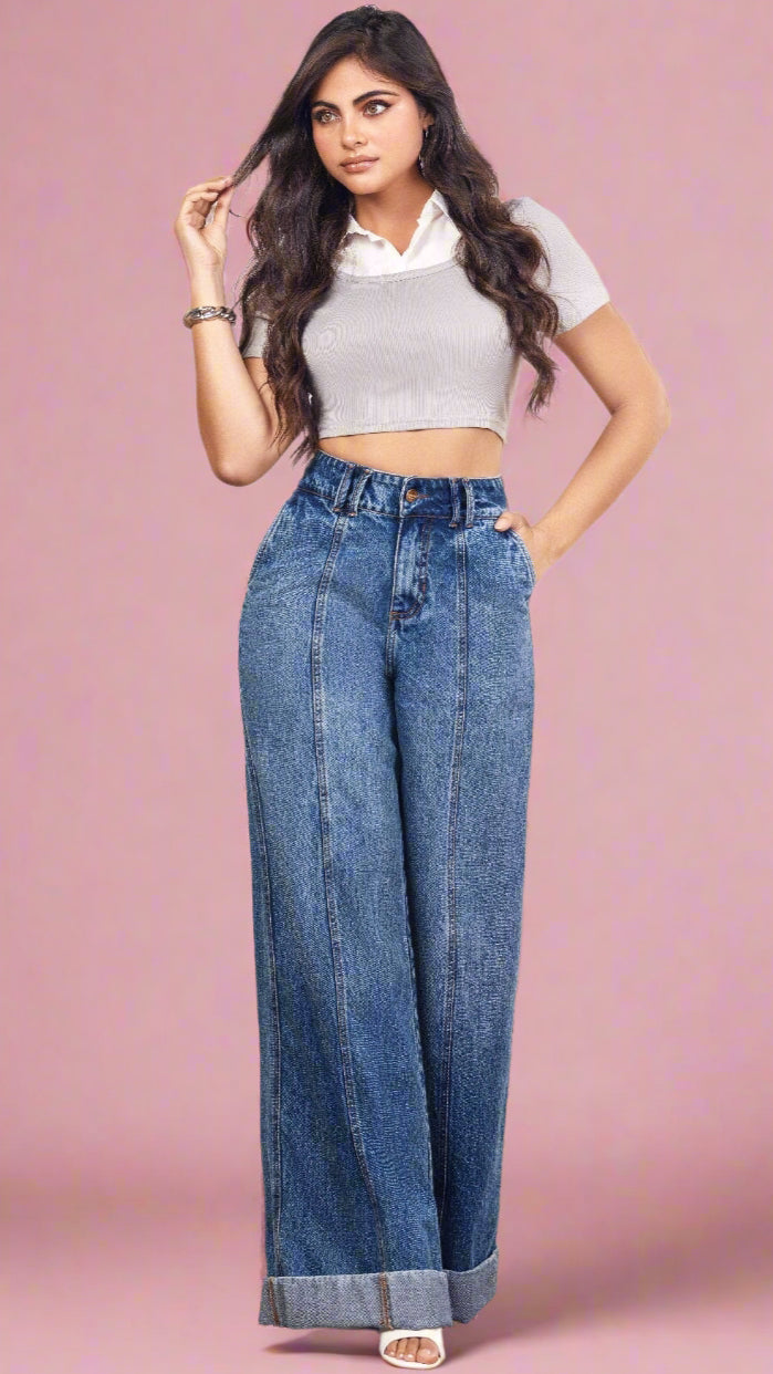 Cowl 100% Authentic Colombian Palazzo Jeans: Iconic Wide Leg - RFE Marketing Ventures