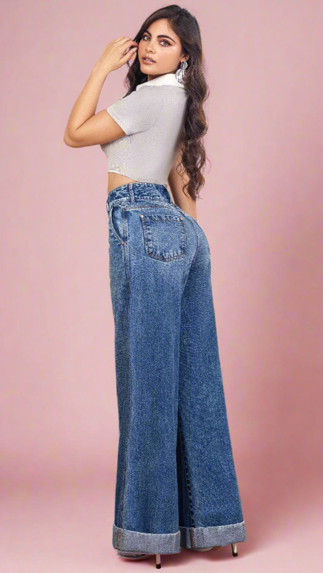 Cowl 100% Authentic Colombian Palazzo Jeans: Iconic Wide Leg - RFE Marketing Ventures