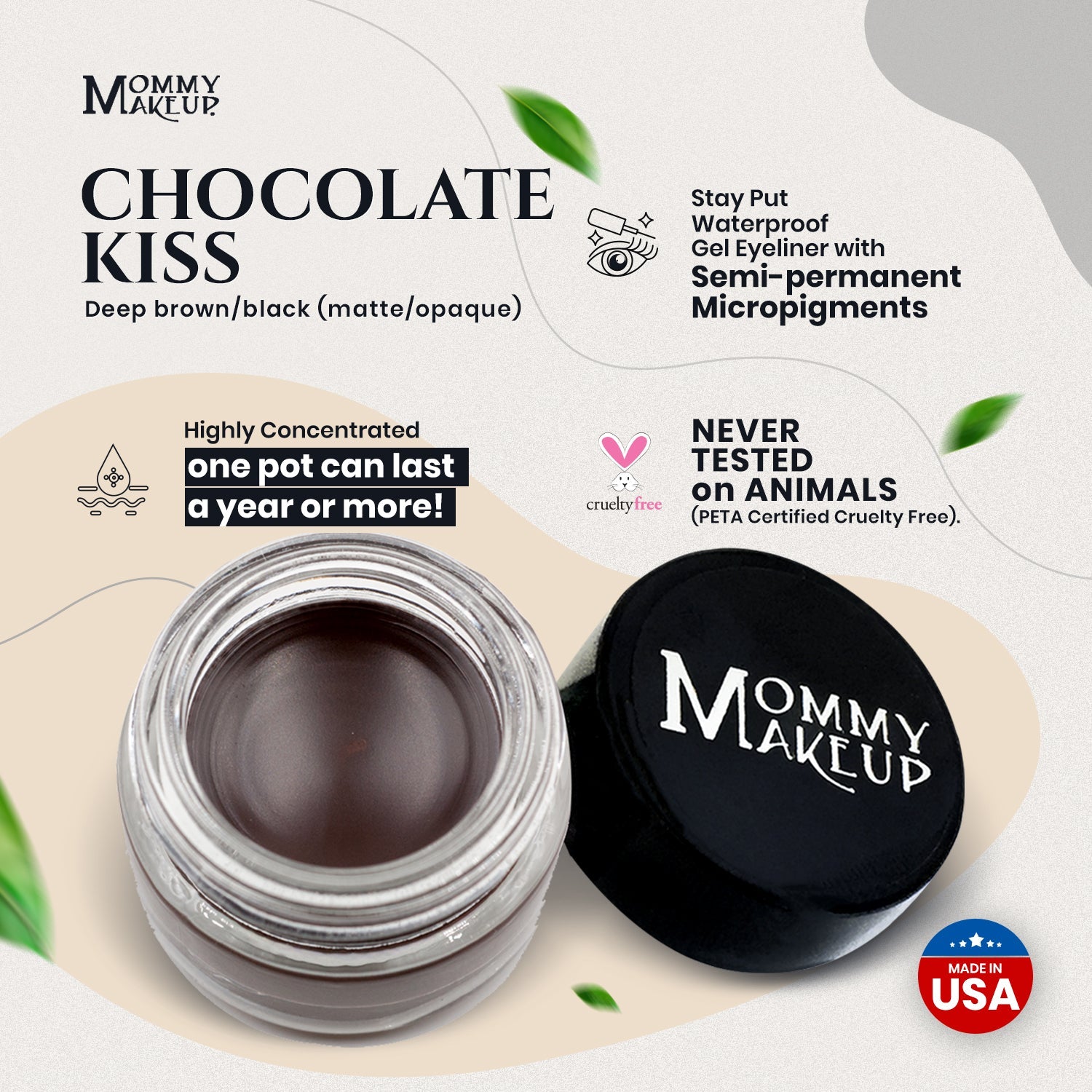 Chocolate Kiss Stay Put Waterproof Gel Eyeliner w/ Micropigments - RFE Marketing Ventures