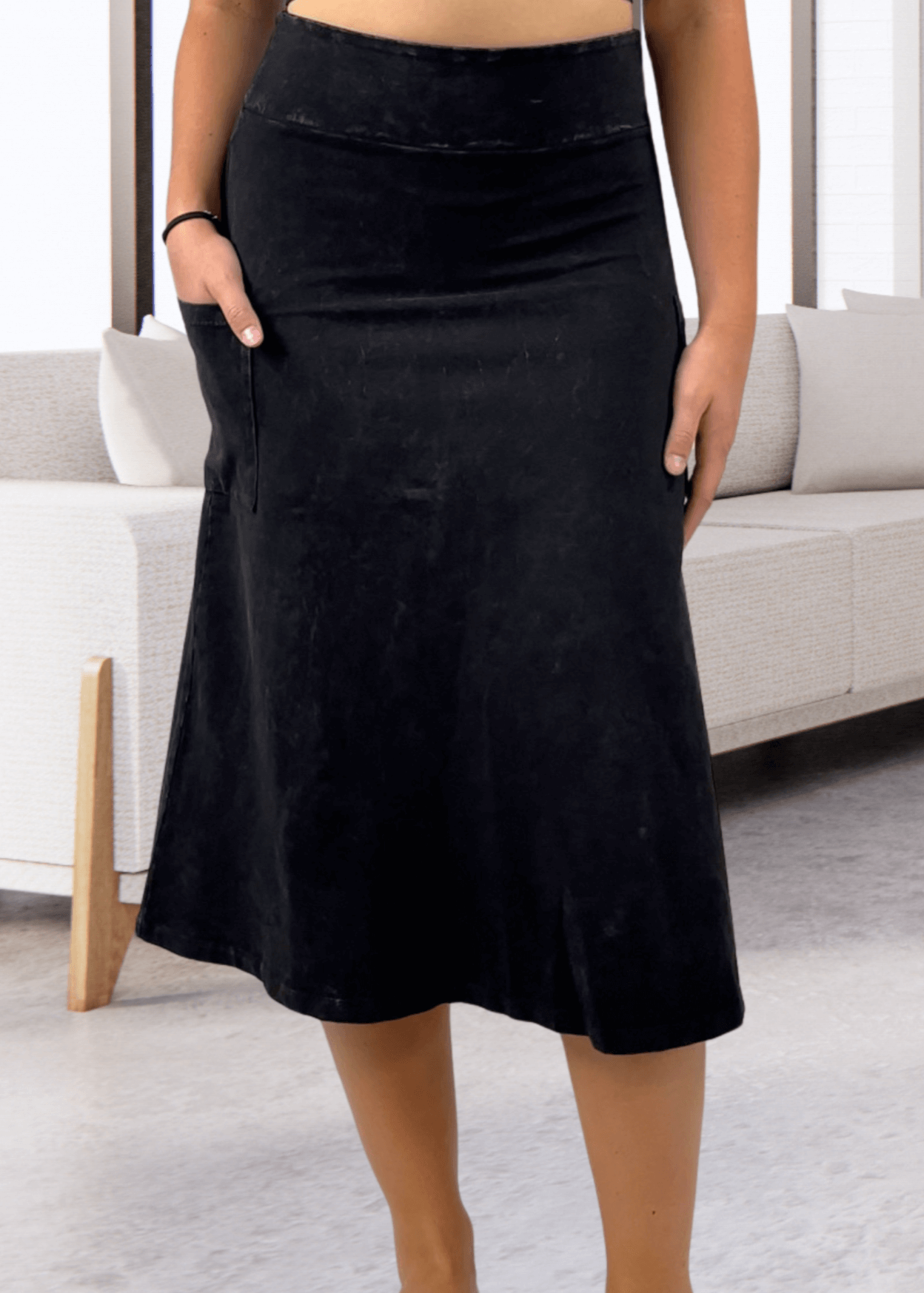 Alyssa Very Versatile Cotton Skirt in Dark Denim - Stylish and Comfortable
