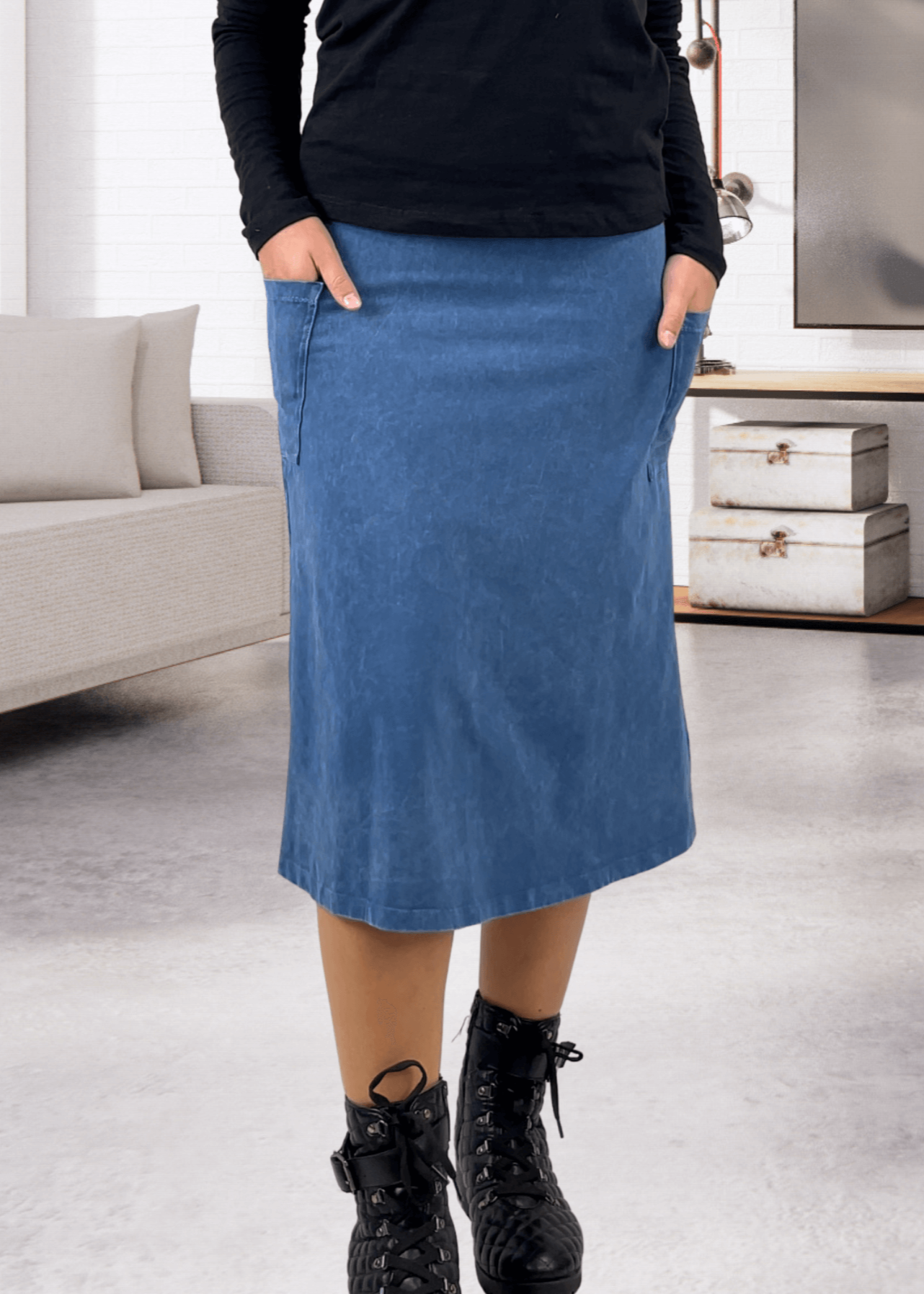 Alyssa Very Versatile Light Denim Cotton Skirt