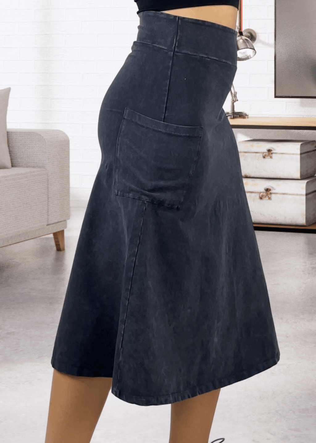 Alyssa Cotton Skirt Black Denim - Versatile Style for Every Occasion