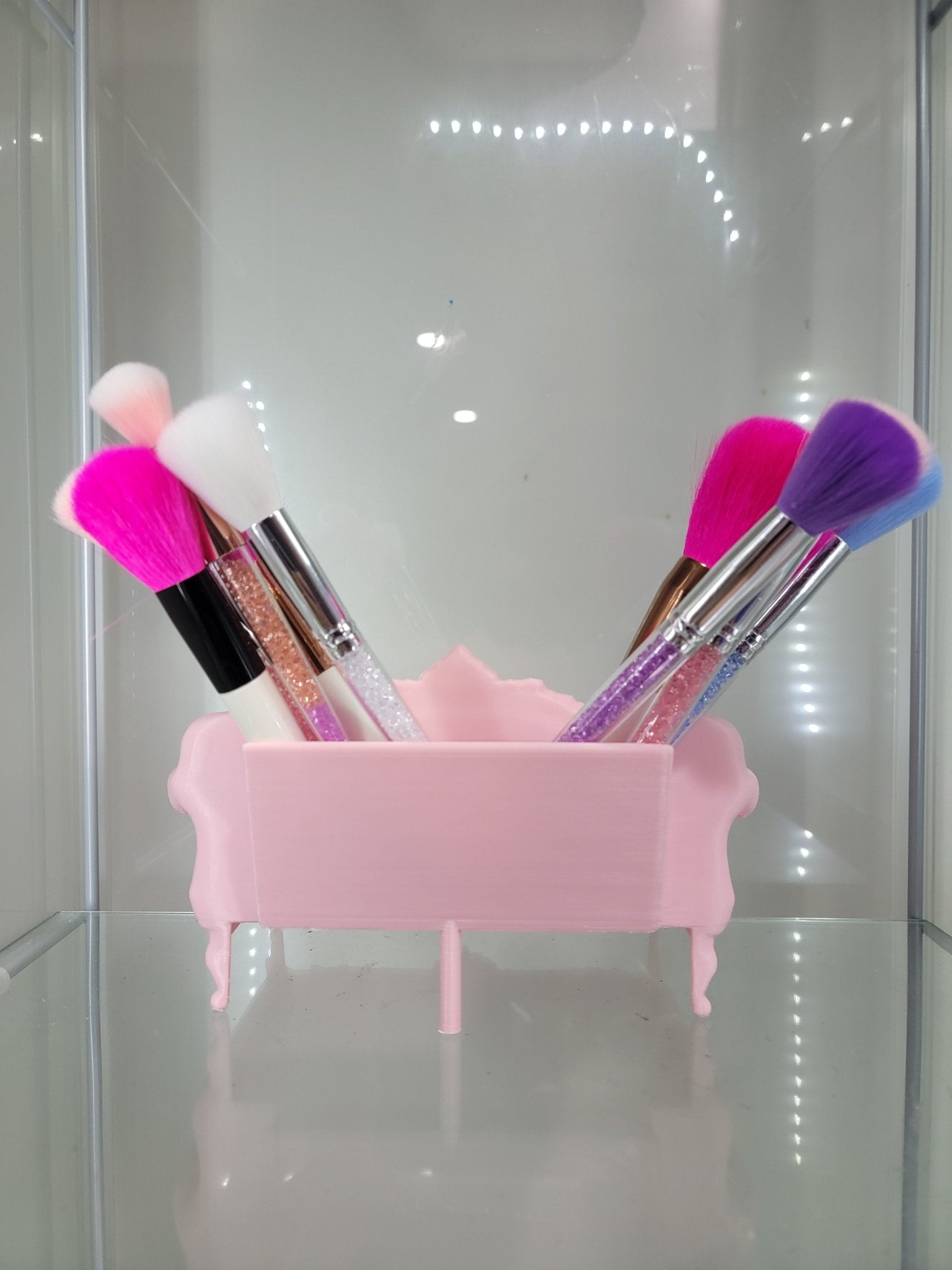 Luxurious Pink Sofa Makeup Brush Holder by Suki Glam® - RFE Marketing Ventures