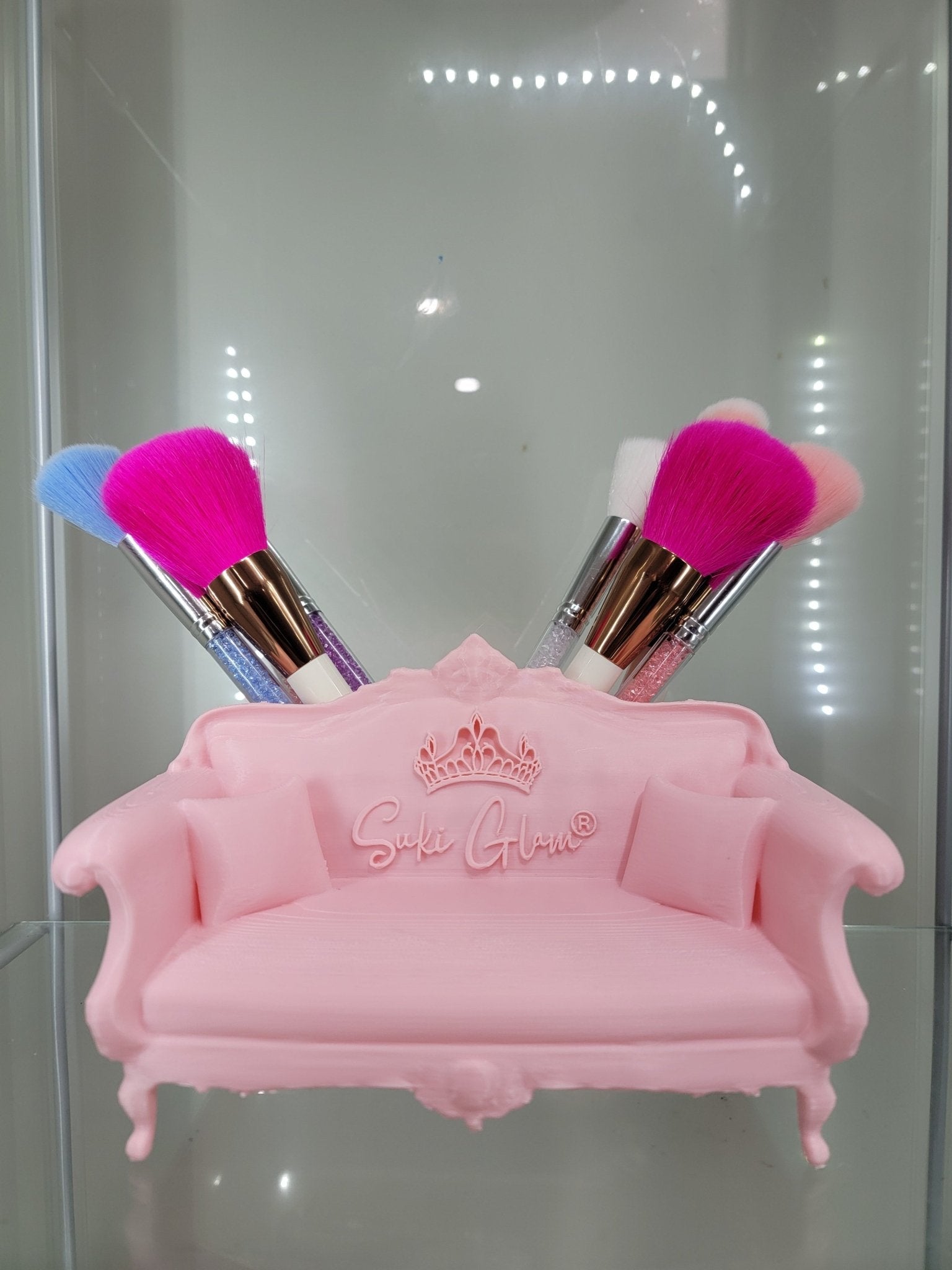 Luxurious Pink Sofa Makeup Brush Holder by Suki Glam® - RFE Marketing Ventures