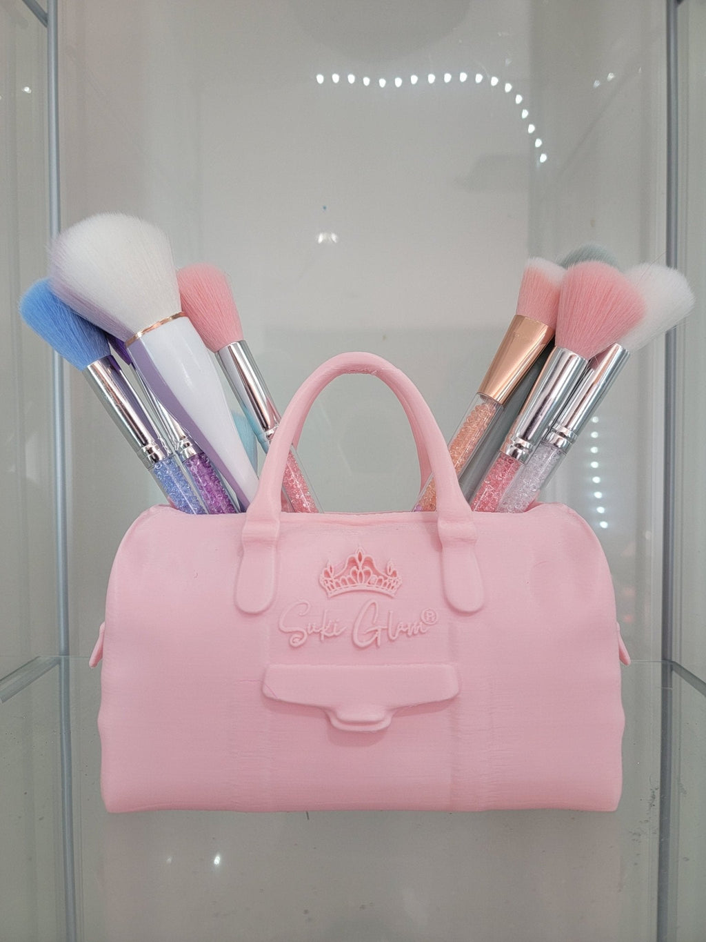 Pretty in Pink Duffel Bag Brush Holder - Ultimate Glam Organizer - RFE Marketing Ventures