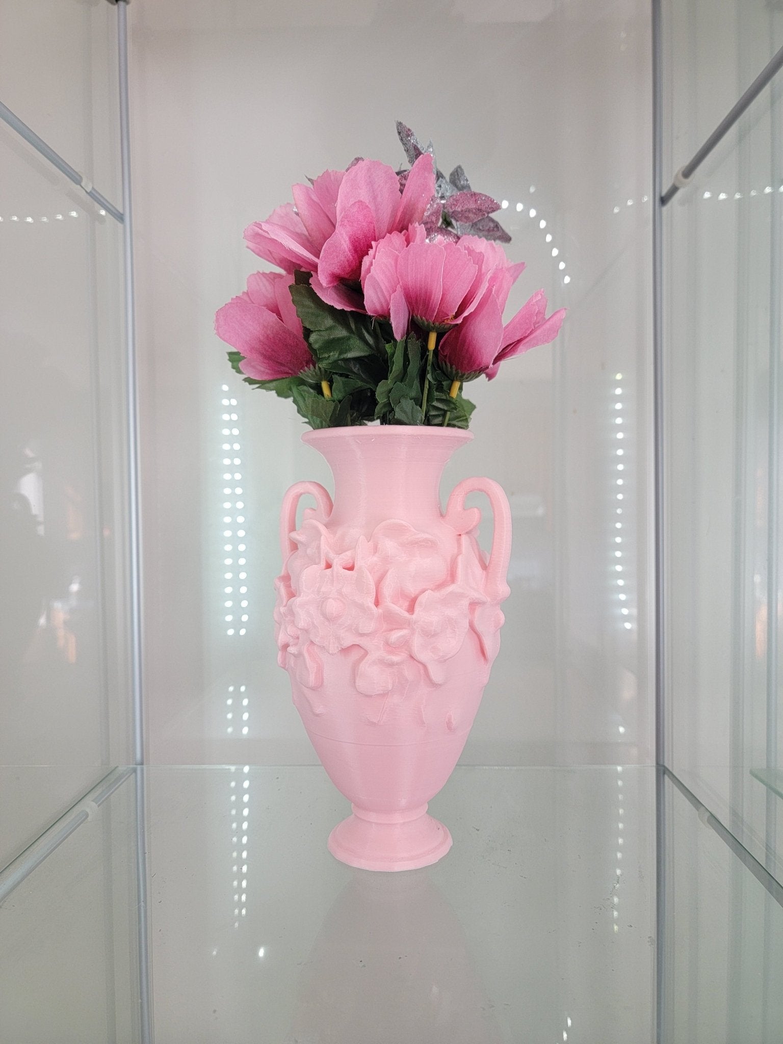 Vintage-Inspired Pink Floral Vase – 3D-Printed Elegance - RFE Marketing Ventures