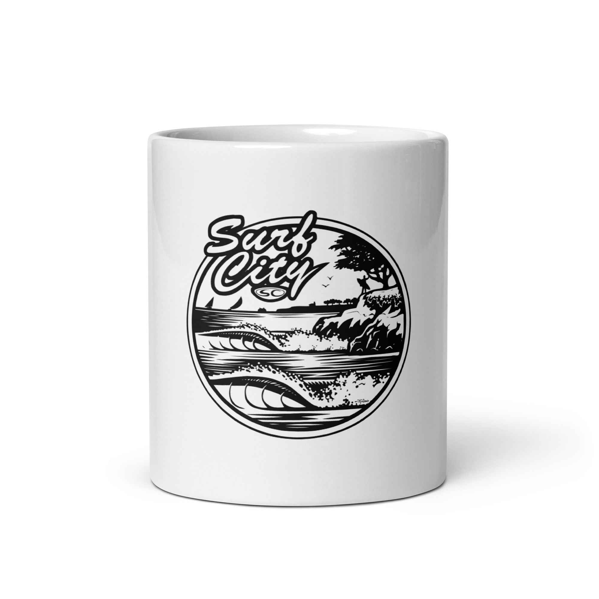 Santa Cruz Surf City Coffee Mug Featuring Jimbo Phillips Art