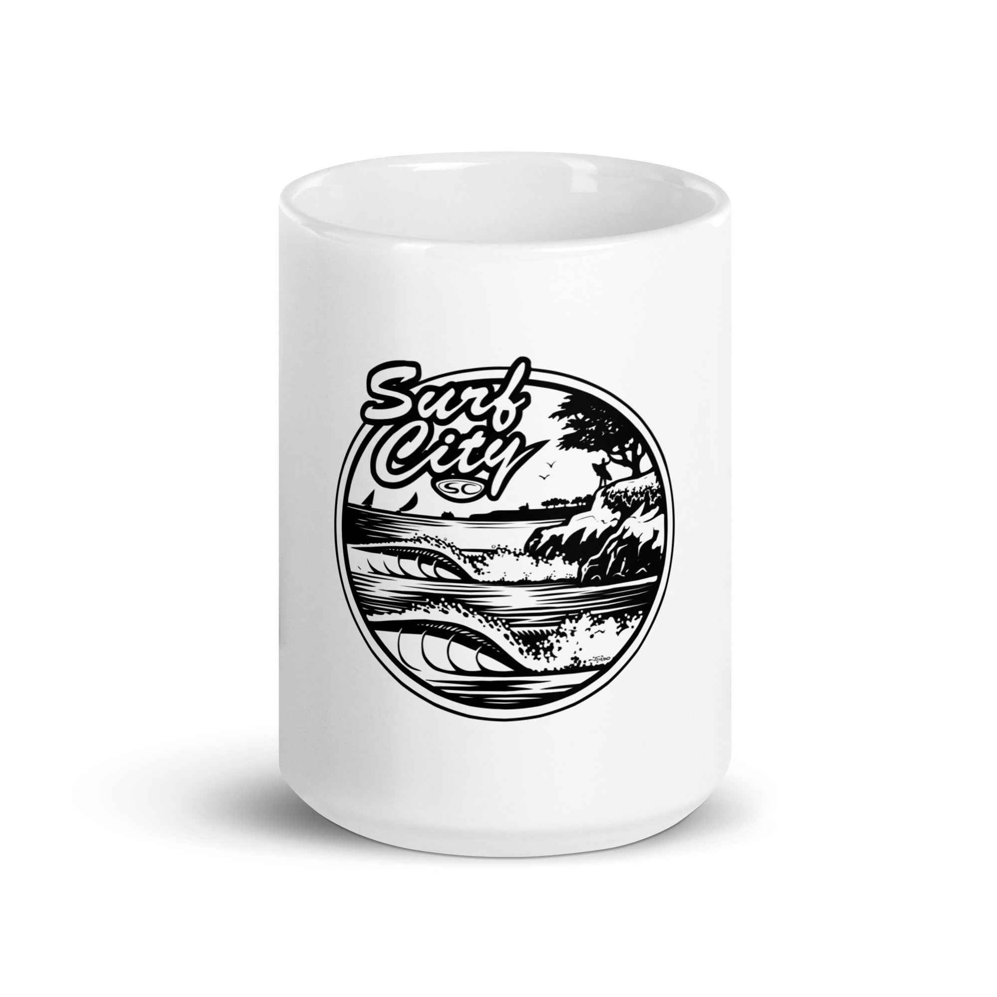 Santa Cruz Surf City Coffee Mug Featuring Jimbo Phillips Art
